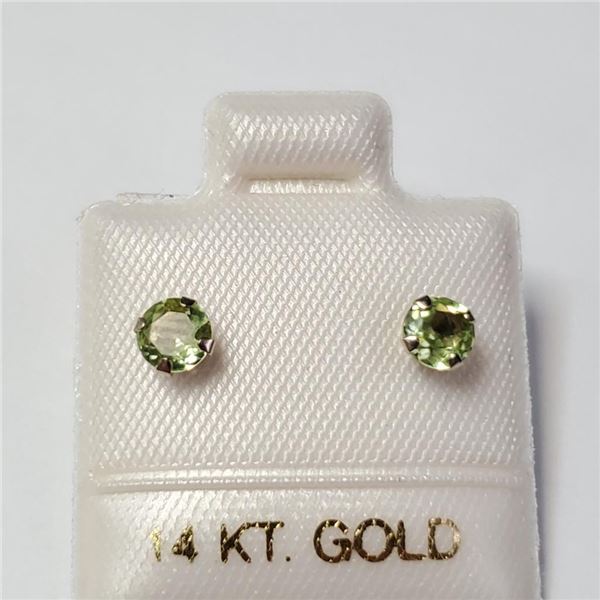 14K Yellow Gold Peridot Earrings, Made in Canada, Suggested Retail Value $160