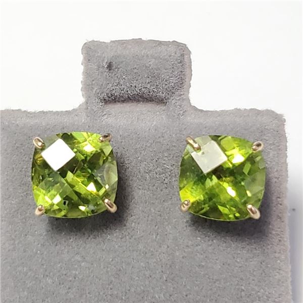 14K Yellow Gold Rose Cut Peridot(3.3ct) Earrings, Made in Canada, Suggested Retail Value $600