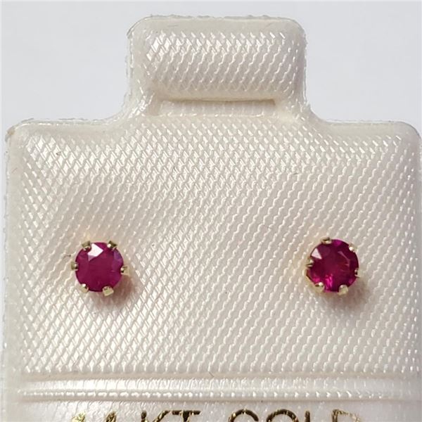 14K Yellow Gold Ruby Earrings, Made in Canada, Suggested Retail Value $200