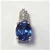 Image 1 : Silver Created Sapphire And Cz Pendant, Suggested Retail Value $200