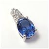 Image 2 : Silver Created Sapphire And Cz Pendant, Suggested Retail Value $200