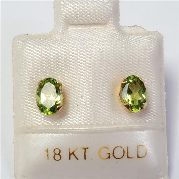 18K Yellow Gold Peridot Earrings, Made in Canada, Suggested Retail Value $440