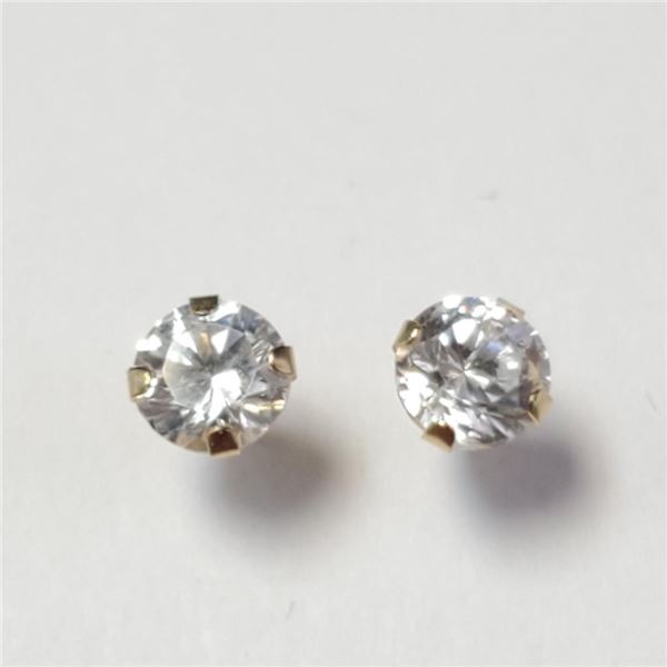 14K Yellow Gold Cubic Zirconia Earrings, Made in Canada, Suggested Retail Value $240