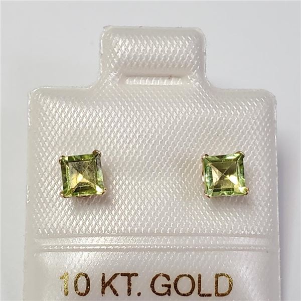 10K Yellow Gold Peridot Earrings, Made in Canada, Suggested Retail Value $160