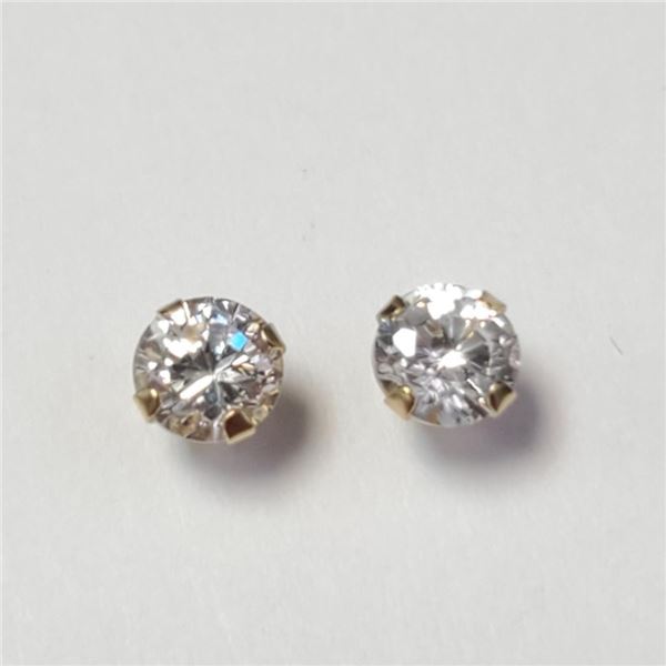 14K Yellow Gold Cubic Zirconia Earrings, Made in Canada, Suggested Retail Value $160