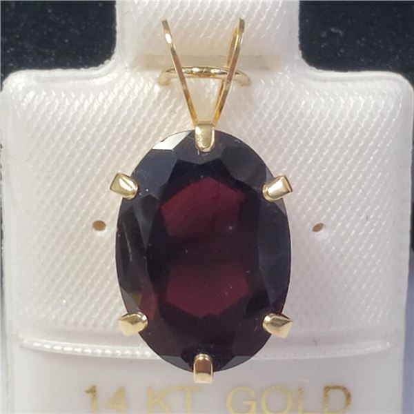 14K Yellow Gold Garnet(6.11ct) Pendant, Made in Canada, Suggested Retail Value $600