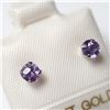 Image 2 : 10K White Gold Amethyst 4Mm Earrings (~Size )(Ring is resizable for $40) (~length inches), Made in C