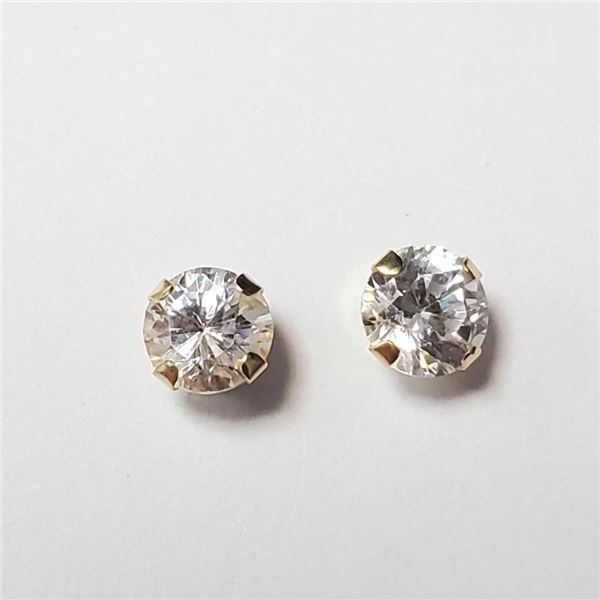 14K Yellow Gold Cubic Zirconia Earrings (~Size )(Ring is resizable for $40) (~length inches), Made i