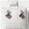 Image 1 : 10K Yellow Gold Amethyst(0.4ct) Diamond(0.06ct) Earrings (~Size )(Ring is resizable for $40) (~lengt
