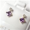 Image 2 : 10K Yellow Gold Amethyst(0.4ct) Diamond(0.06ct) Earrings (~Size )(Ring is resizable for $40) (~lengt