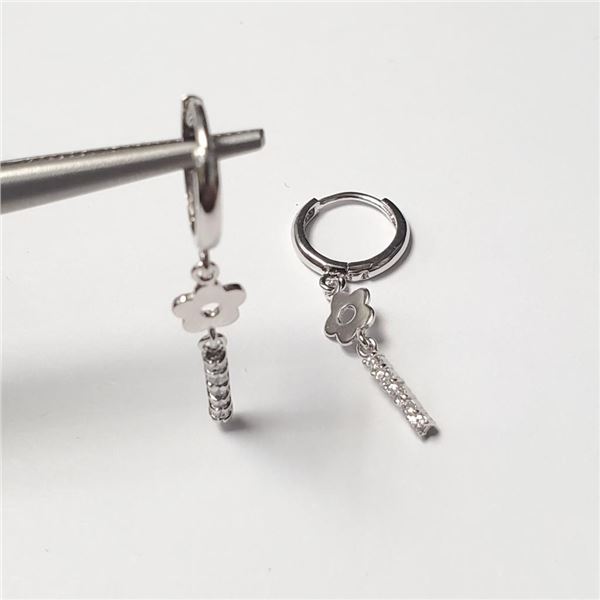 10K White Gold Cz 1.8G Earrings (~Size )(Ring is resizable for $40) (~length inches), Suggested Reta