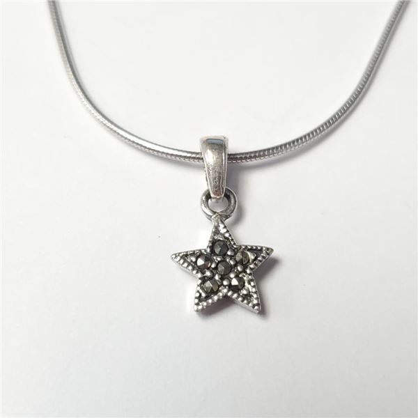 Silver Macasite 18" Necklace (~Size )(Ring is resizable for $40) (~length inches), Suggested Retail 