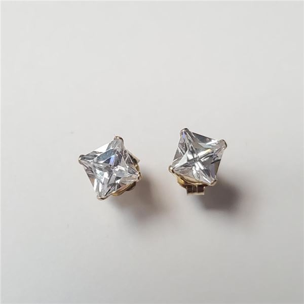 9K Yellow Gold Cubic Zirconia Earrings (~Size )(Ring is resizable for $40) (~length inches), Suggest