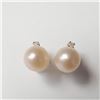 Image 3 : 14K Yellow Gold Fresh Water Pearl And Diamond(0.02ct) Earrings (~Size )(Ring is resizable for $40) (