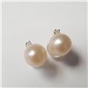 Image 4 : 14K Yellow Gold Fresh Water Pearl And Diamond(0.02ct) Earrings (~Size )(Ring is resizable for $40) (