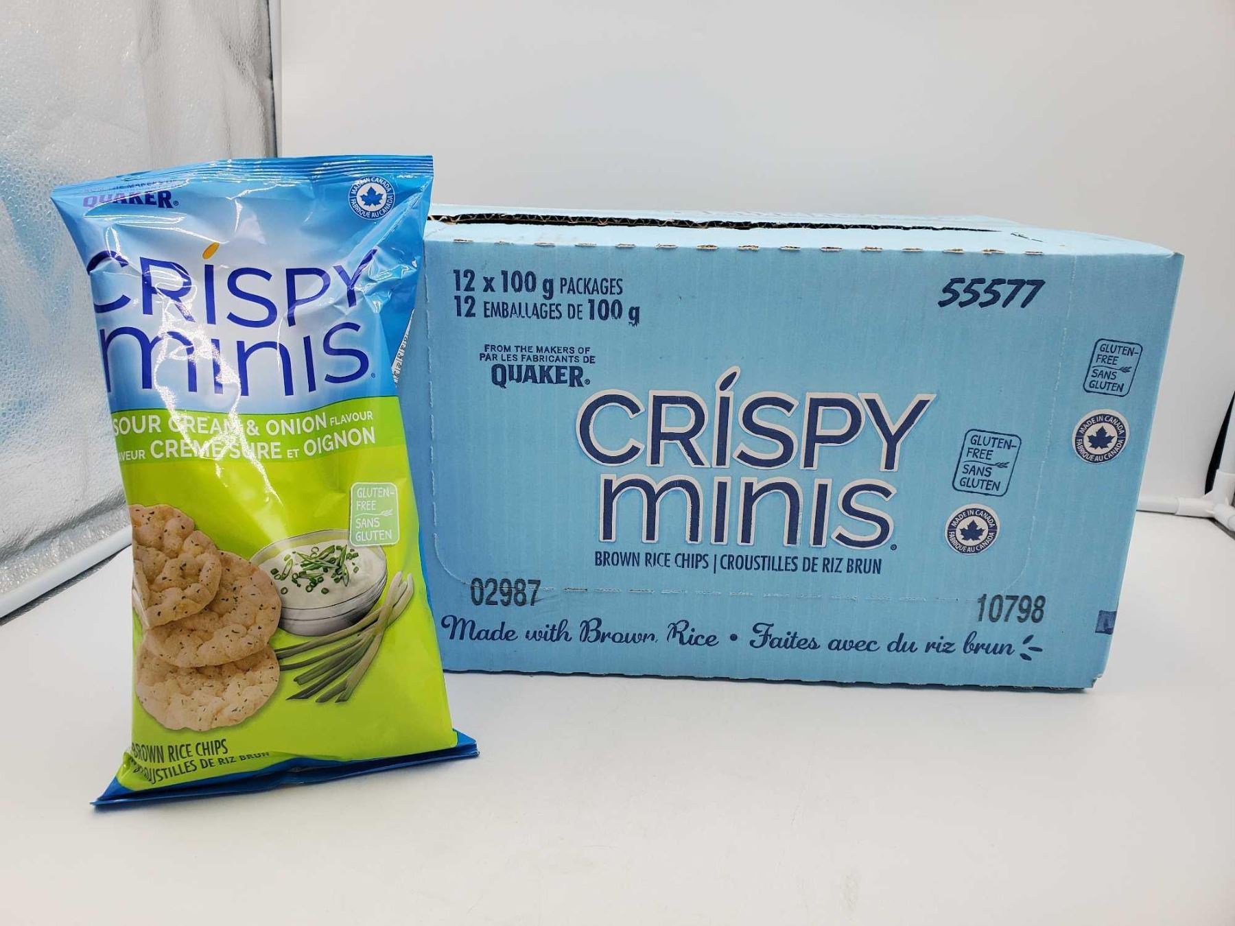 Crispy Minis Rice Crisps-Sour Cream & Onion (12 x 100g)