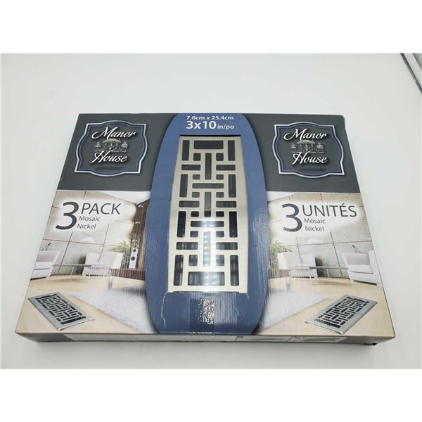 Manor House 3pk Mosaic Nickel Heat Registers (3 x 10in)