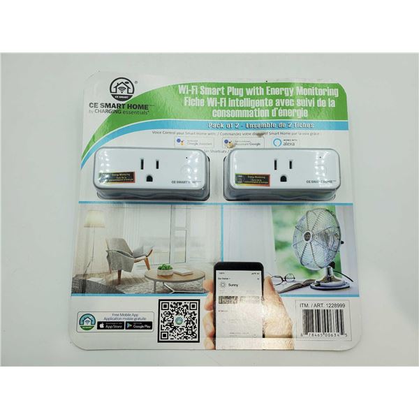 CE Smart Home Wi-Fi Smart Plug with Energy Monitoring 2pk