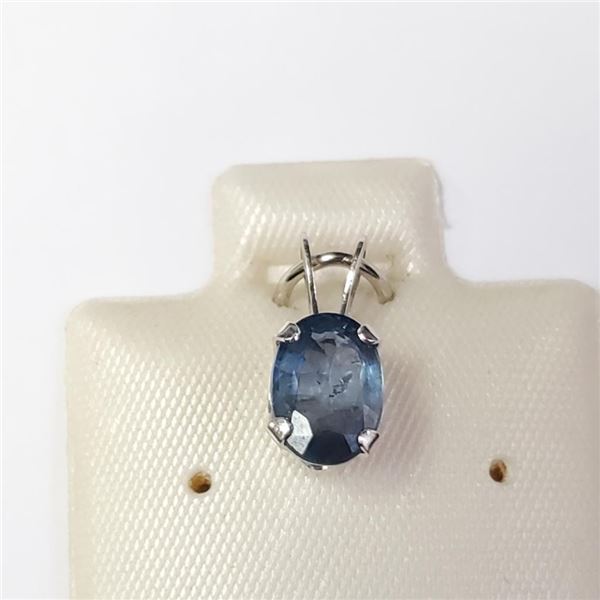 14K White Gold Natural Blue Sapphire(1.1ct) Pendant, Made in Canada, Suggested Retail Value $240