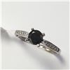 Image 3 : 14K White Gold Black Diamond(0.55ct) Diamond(0.08ct) Ring (~Size 6)(Ring is resizable for $40) (~wei