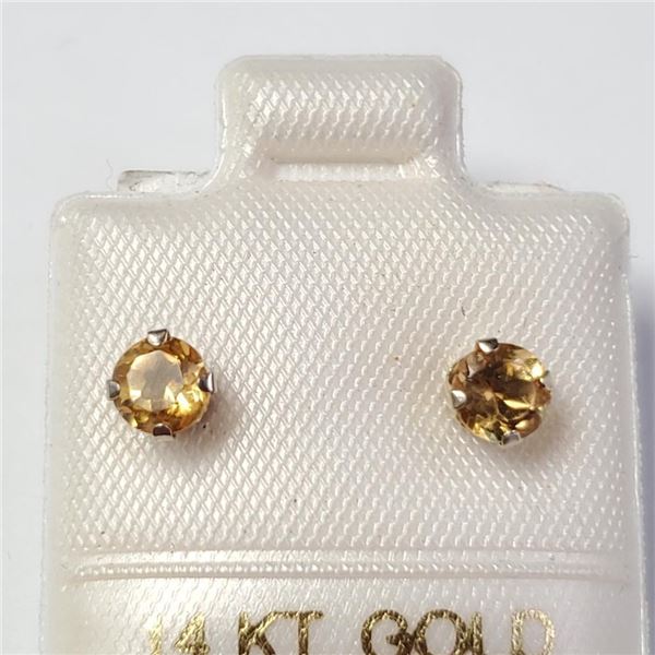 14K Yellow Gold Citrine Earrings, Made in Canada, Suggested Retail Value $160