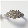 Image 1 : 14K White Gold Diamond (2.1Ct,Si2,Light Yellowish Green) Diamond(0.3ct) Ring (~Size 6.5)(Ring is res