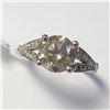Image 3 : 14K White Gold Diamond (2.1Ct,Si2,Light Yellowish Green) Diamond(0.3ct) Ring (~Size 6.5)(Ring is res