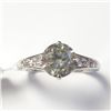 Image 1 : 14K White Gold Diamond (1.6Ct,Si2,Fancy Yellowish Green) Diamond(0.08ct) Ring (~Size 6.75)(Ring is r