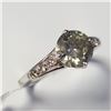 Image 4 : 14K White Gold Diamond (1.6Ct,Si2,Fancy Yellowish Green) Diamond(0.08ct) Ring (~Size 6.75)(Ring is r