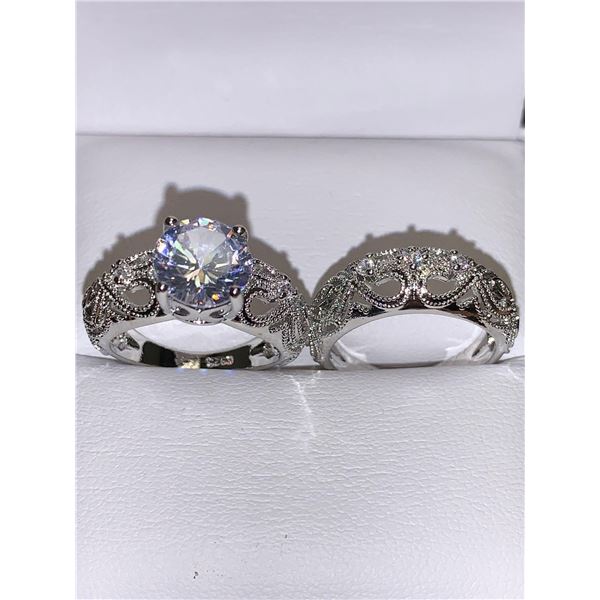 Pandora Ladies 2 ring wedding sset with 1.1 Carat Brilliant Cut Solitaire Stone engagement ring and 