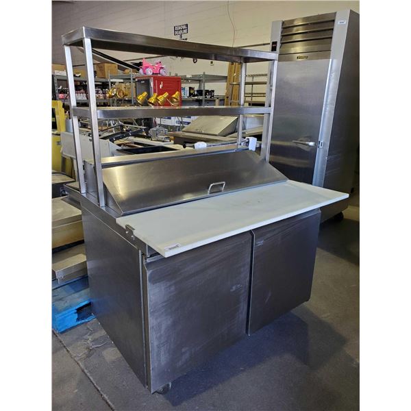 Refrigerated Double door Sandwich Prep Table with pass thru - on wheels
