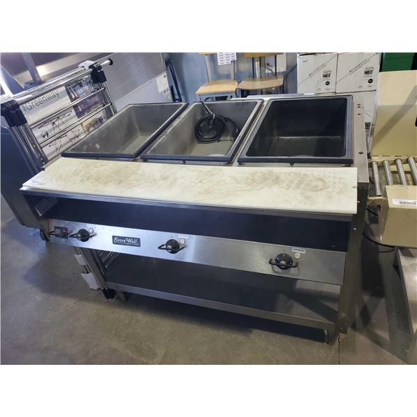 Serve Well triple Rolling Stainless Steel Hot Service Table