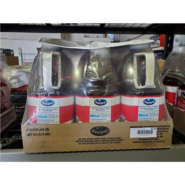 Ocean Spray Cranberry cocktail case lot of 6 x 3L