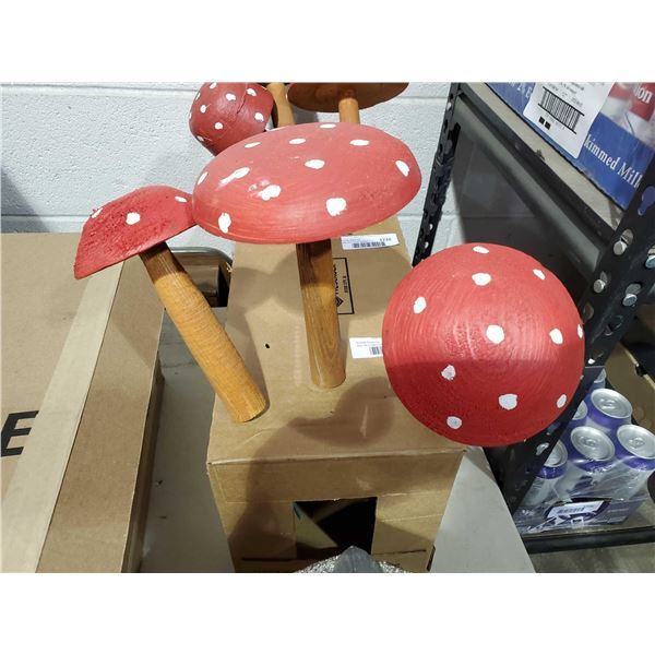 Garden Set of 3 Hand Made painted Mushrooms