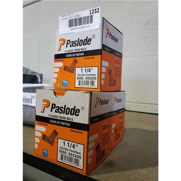 Pasloade Finish nails 1 1/4 1- 6g lot of 3 x 5000