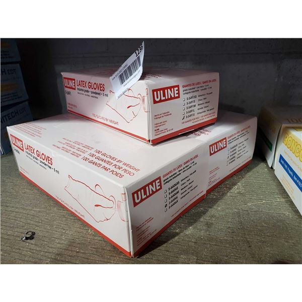 Uline Latex Gloves lot of 3 x 100 - M,L,XL