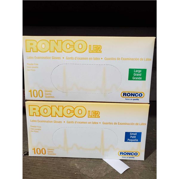 Ronco Latex Gloves Lot of 2 x 100 L & S