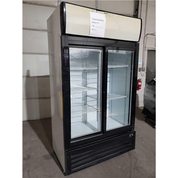 Double Door Reach in Sliding Glass Door Beverage Cooler