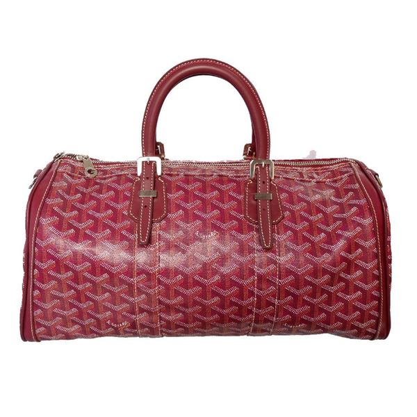 BOSTON 50 BAG IN RED GOYARDINE CANVAS AND CALFSKIN TRIM main image 0