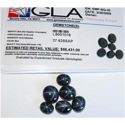 37.62 tcw.  Blue Star Sapphire Gemstone Parcel- $56431