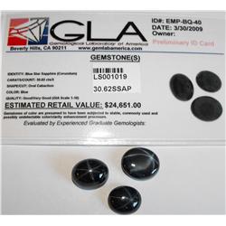 30.62 tcw. Blue Star Sapphire Gemstone Parcel- $24651