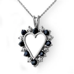 1.10 ctw Sapphire Diamond Pendant White Gold Jewelry