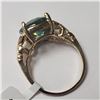 Image 2 : 10K  VIVID GREENISH BLUE MOISSANITE(4.2CT) RING SIZE 6