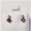 Image 1 : 10K  GARNET(0.4CT) DIAMOND(0.06CT) EARRINGS