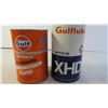 Image 2 : Gulf motor oil can - Full and Gulf Transmission fluid - Full