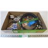 Image 1 : Box of plumbing parts,new hose and water leak alarm