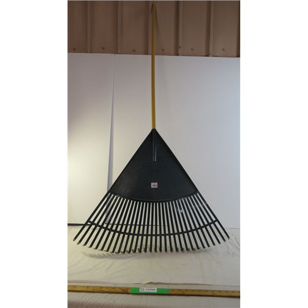 *Plastic rake with a wooden handle 32" wide