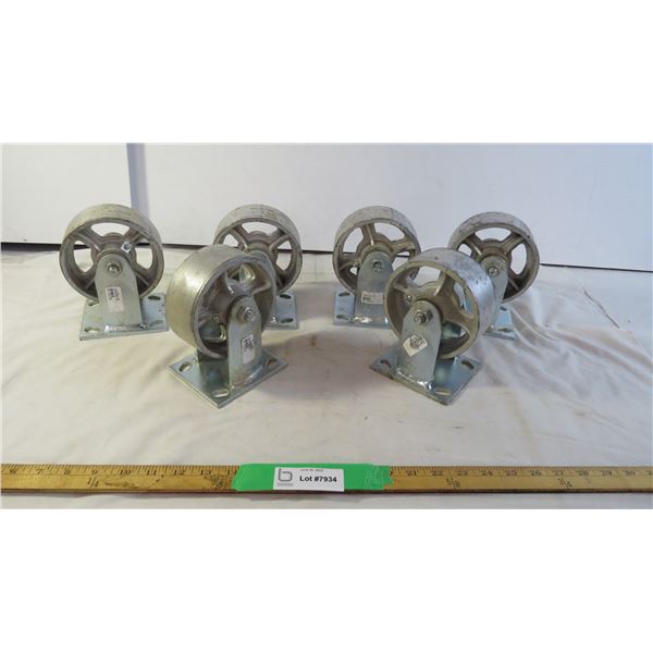 (6) Colson 5" Metal Wheel and frames