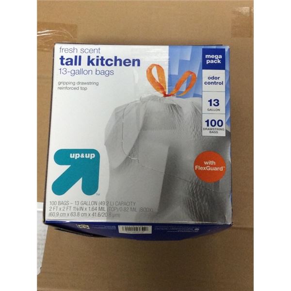 Fresh set tall kitchen 13 gallon bags 100 drawstring bags