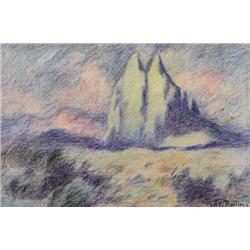 Warren E. Rollins, Crayon on Paper 